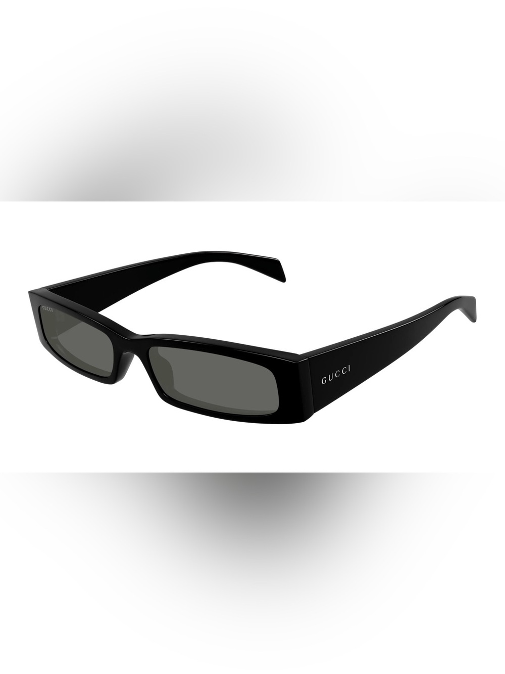 Gucci Black Rectangular Sunglasses with Dark Gray Lenses